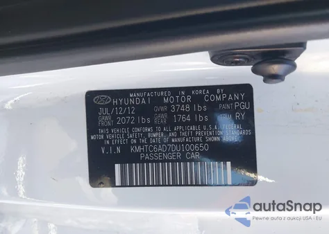 2013 Hyundai Veloster Base W/Gray z USA, uszkodzony, nr VIN KMHTC6AD7DU100650